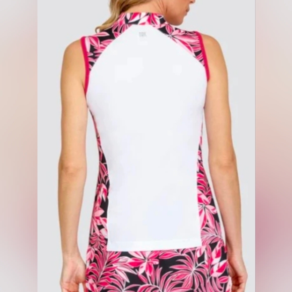 Tail Women's Novelist Floral Sleeveless Too Ladies Sz L Golf 1/4 Zip White EUC - Picture 2 of 13